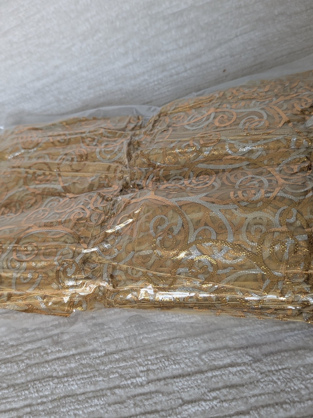 Gold Metallic Swirl Organza Bags 100 Pk 3"X4" Drawstring Closure Vacuum Sealed - Picture 5 of 7